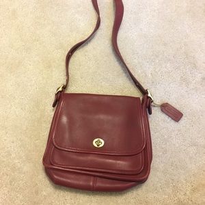 Vintage red Coach saddle bag
